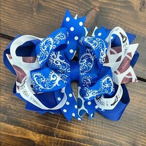 Blue and White Kids Hair Bow